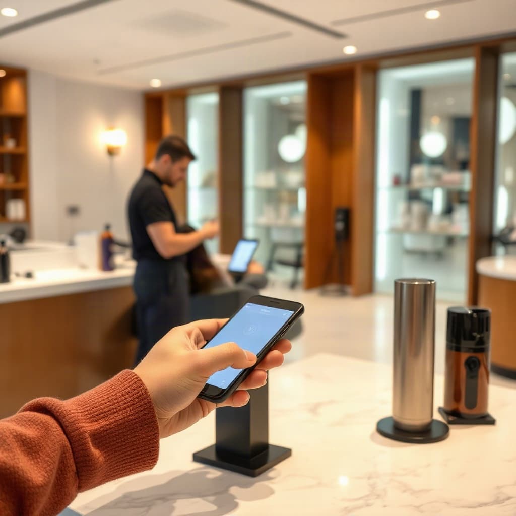 Pagamento contactless no salão
