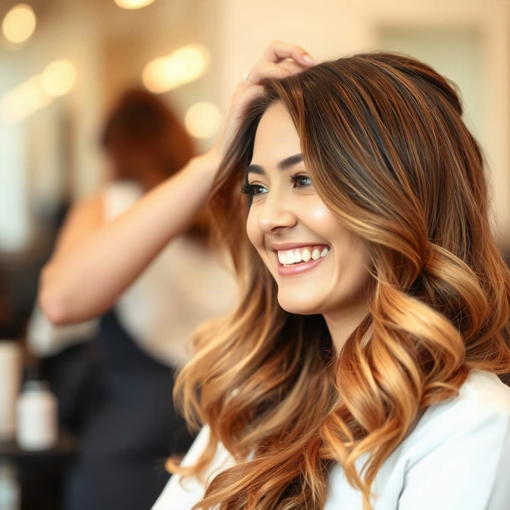Cliente sorrindo no salão
