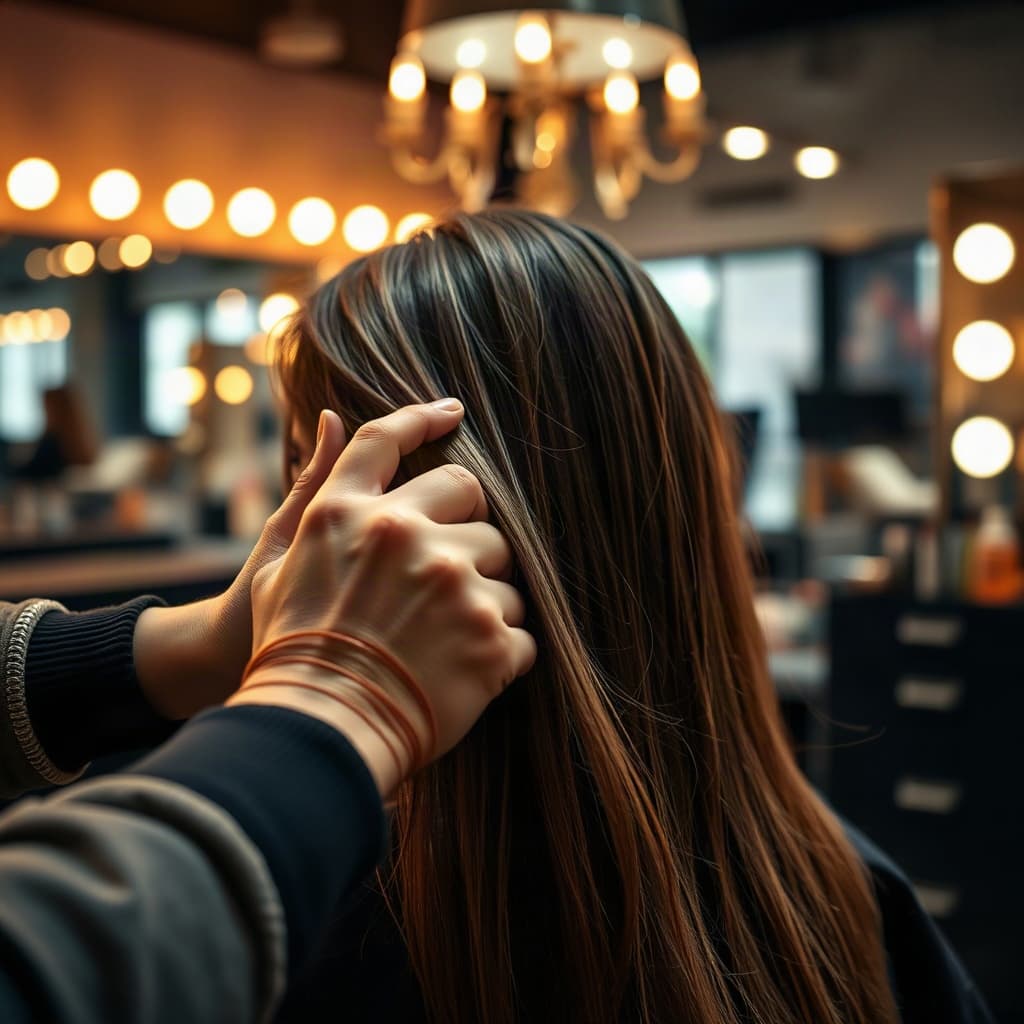 Profissional estilizando cabelo